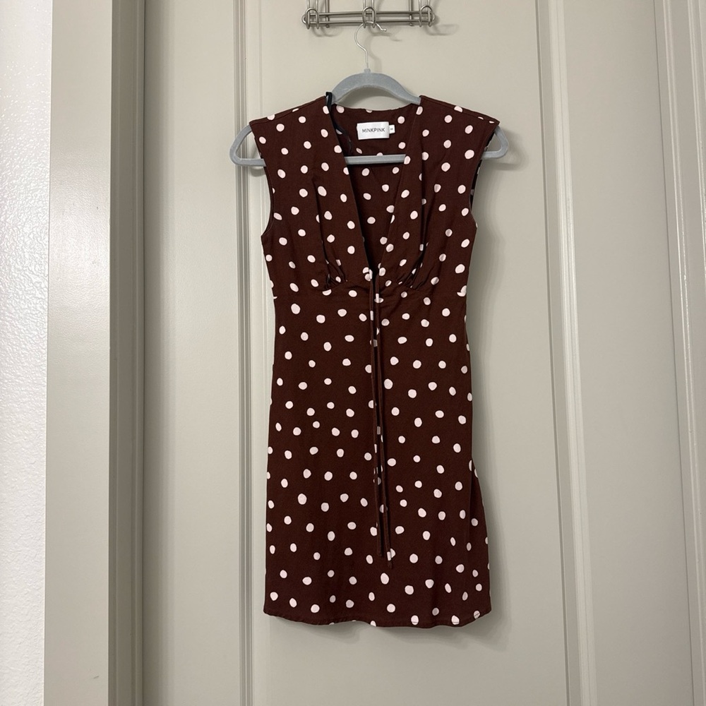 Minkpink brown polka dress dress